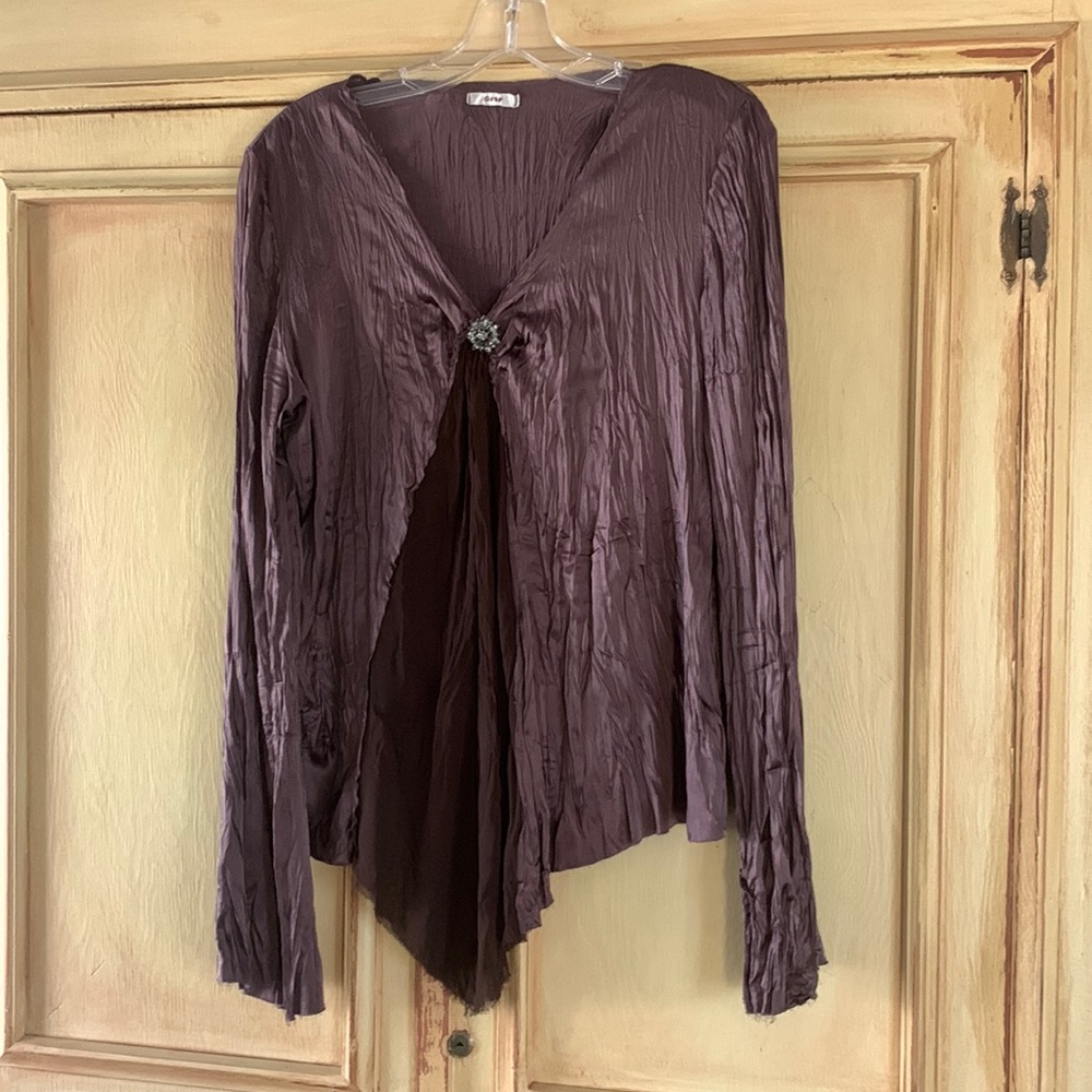 Top from Nordstrom’s. Size L. Crinkle fabric with sheer inlay.